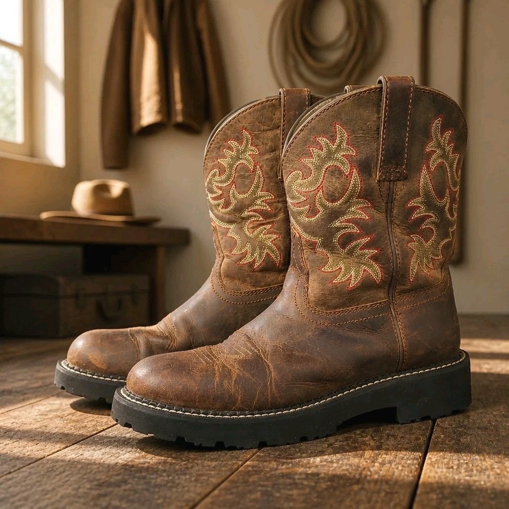 ARIAT Fatbaby Western Boots Women's 9.5 B Brown Leather Cowboy Riding 10007646